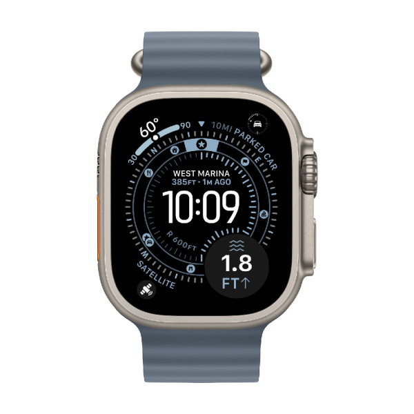Apple Watch Series Ultra 3 49mm Natural Titanium Case with Anchor Blue Ocean Band One Size